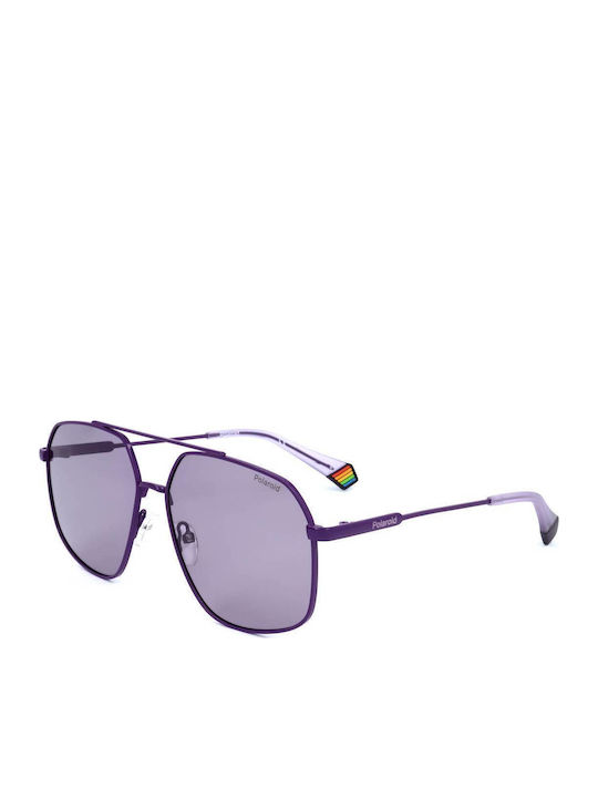 Polaroid Unisex Sunglasses with Purple Metal Frame and Purple Polarized Lens PLD6173/S B3V/KL