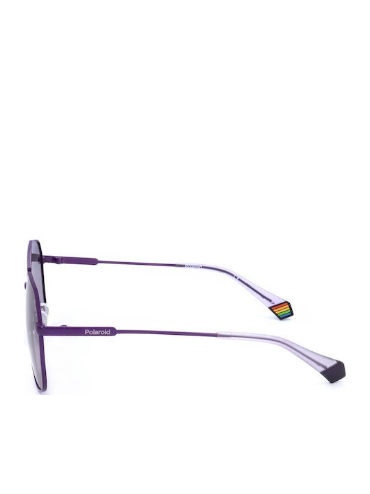 Polaroid Unisex Sunglasses with Purple Metal Frame and Purple Polarized Lens PLD6173/S B3V/KL