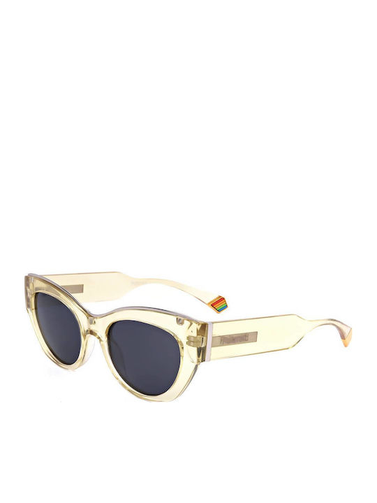 Polaroid Women's Sunglasses with Yellow Plastic Frame and Gray Lens PLD6199/S XMC/40