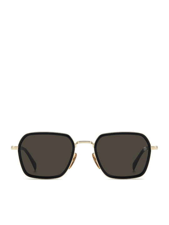 David Beckham Unisex Sunglasses with Gold Metallic Frame and Gold Lens DB 1194/G/S RHL/IR
