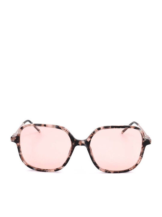Zadig & Voltaire Women's Sunglasses with Brown Tartaruga Frame and Pink Lens