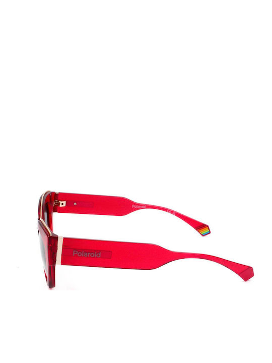 Polaroid Women's Sunglasses with Red Plastic Frame and Gray Lens PLD6199/S XMC/C9