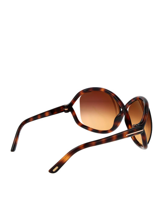 Tom Ford Women's Sunglasses with Brown Tartaruga Plastic Frame and Brown Gradient Lens FT1068 52F
