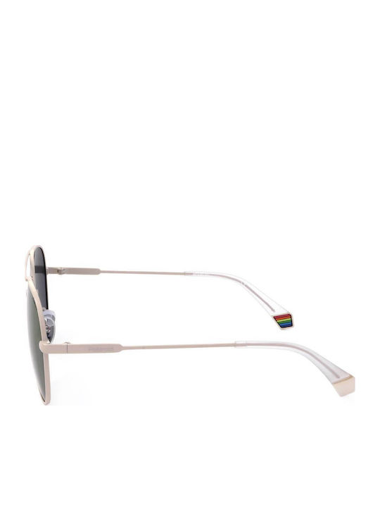 Polaroid Unisex Sunglasses with Beige Metal Frame and Polarized Lens