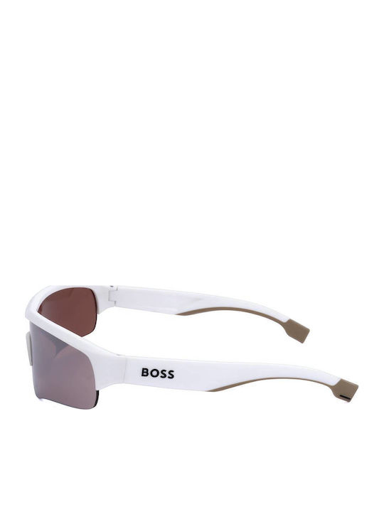 Boss Unisex Γυαλιά Ηλίου με Ασημί Κοκκάλινο Σκελετό και Ασημί Καθρέφτη Φακό BOSS 1607/S VK6/TI