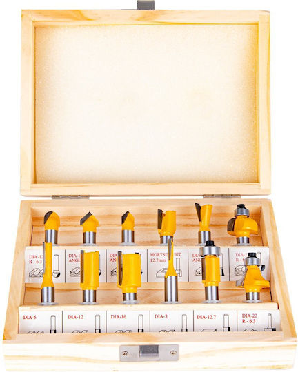 Set Freze Lemn Diametru 8mm HSS Casetă din Lemn 12 Bucăți Geko