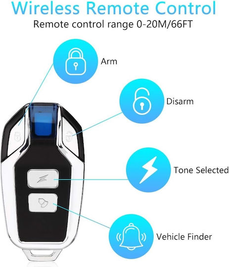 Alarmă Antifurt pentru Motocicletă și Bicicletă 12v Techstar Sirenă 120-125db Impermeabilă Ip55 Reîncărcabilă Usb-c 700mah 2 Telecomenzi 7 Niveluri de Sensibilitate Localizare