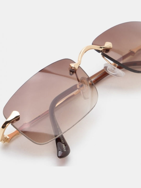 Luigi Sunglasses Brown With Metallic Frame