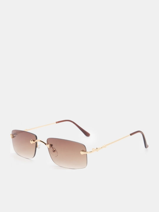 Luigi Unisex Sonnenbrillen mit Braunen Metallischen Rahmen und Braunen Gläsern 4860214