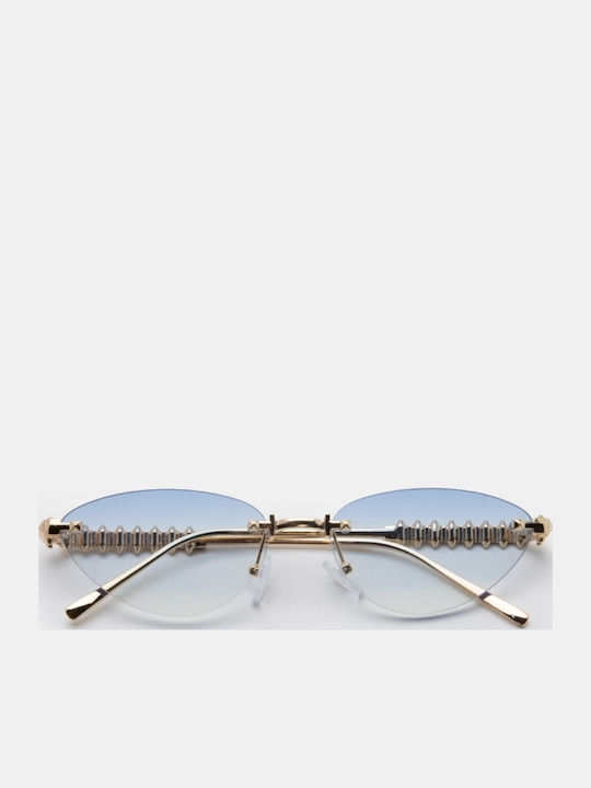 Luigi Unisex Sunglasses with Light Blue Metallic Frame and Light Blue Lens 4865130