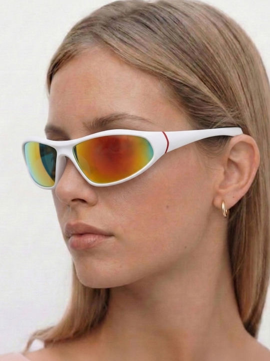 Luigi Unisex Sunglasses With White Frame And Orange Lens 4860304