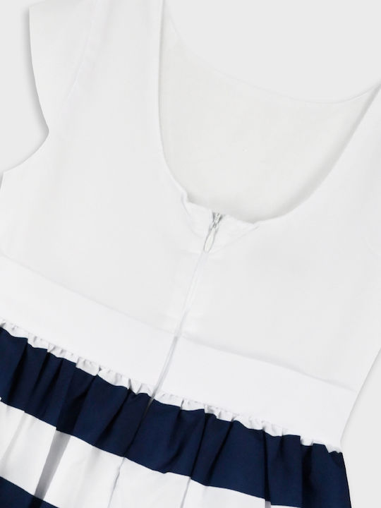 Girls Dress Striped with Accessories White
