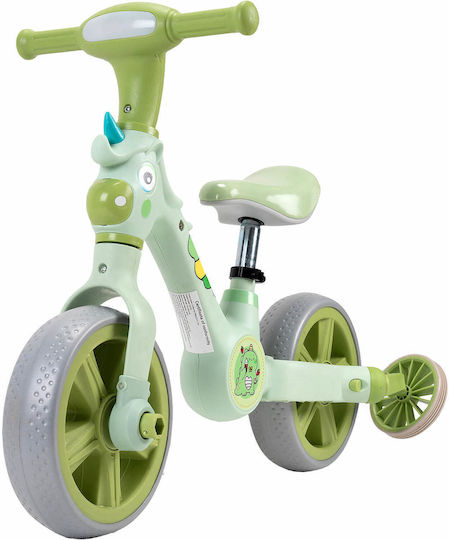 Action One Bicicletă Fără Pedale 2 În 1 Pentru Copii Roți De Antrenament Pedale Detașabile Verde