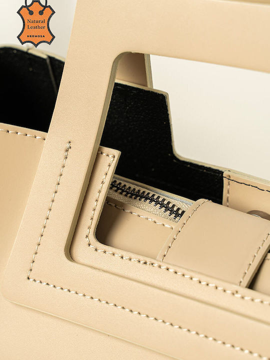 Leather Women's Ecru Handbag