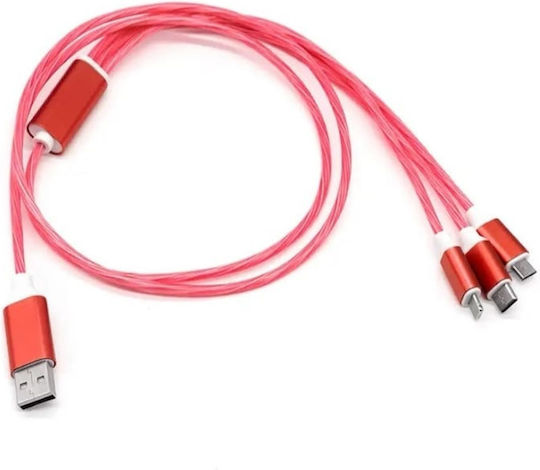3-in-1 Ladekabel Blitzschlag Rote 110 cm