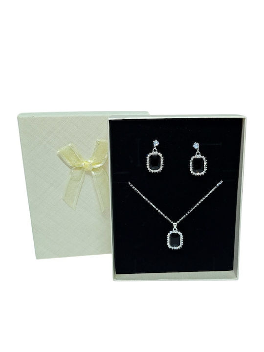 Velve Feeling Black Women's Jewelry Set In Stainless Steel Necklace Earrings Elegant Black Stone In Gift Box Velve Feeling Black Women's Jewelry Set In Stainless Steel Necklace Earrings Elegant Black Stone In Gift Box