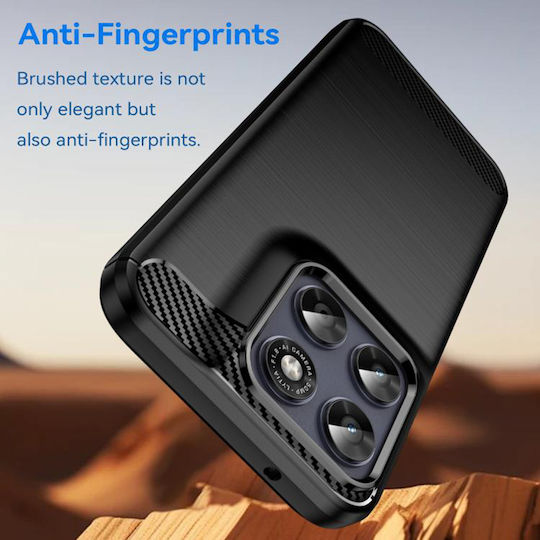 Techsuit Carbon Umschlag Rückseite Silikon Schwarz (Motorola Moto G77 / G67)