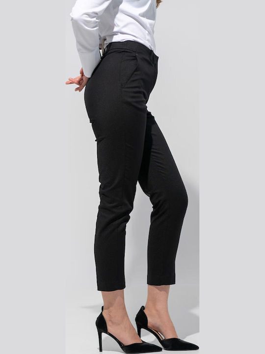 Maxina Pantaloni Dama Înaltă Talie Din Țesătură Linie Tapered Negru