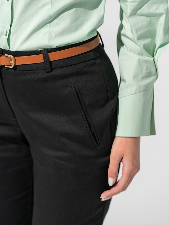 Taisa Pantaloni Dama Din Țesătură În Linia Tapered Negru