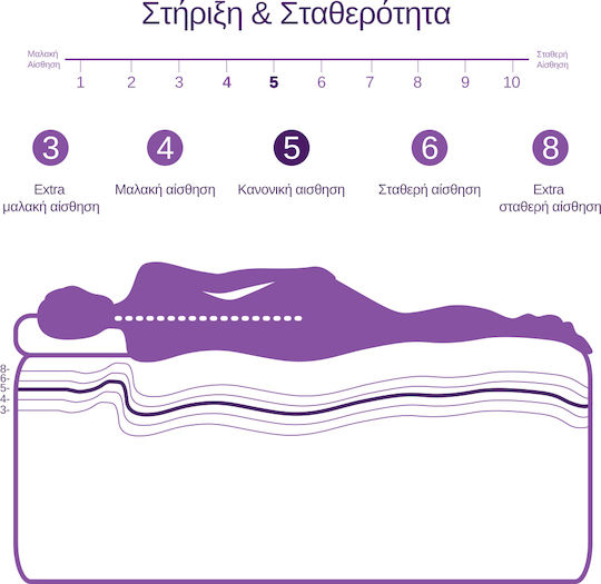 Mat&Pil Coco Kingsize Orthopädische Matratze Memory-Schaum / Schaum 200x200cm mit Kokosnuss Τree SΚ200