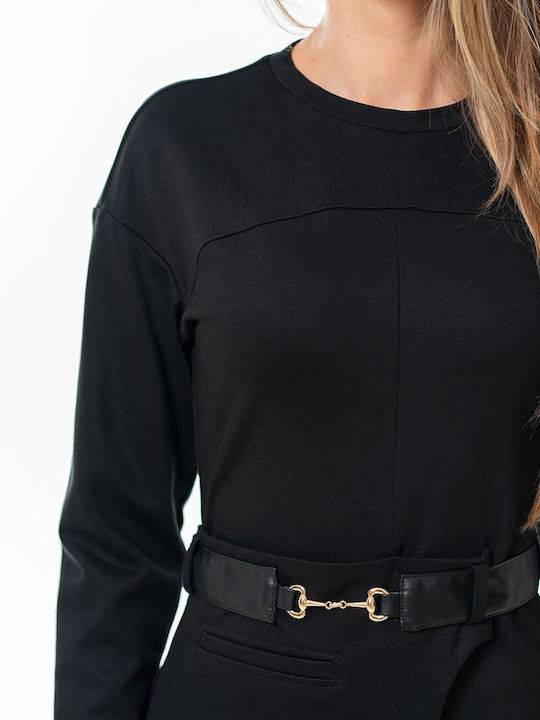 Odette Midi Dress Long Sleeve Knitted Black