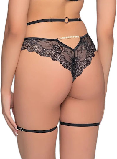 Milena By Paris 5341 Strumpfbänder Weiche Gummibänder & Metallringe Schwarz Silber