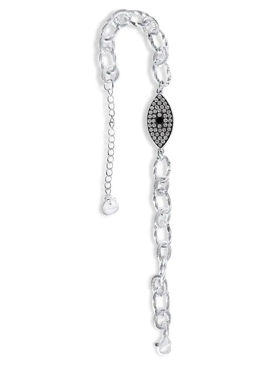Brățară Pentru Femei Din Oțel Inoxidabil Ochi Protector Și Pietre Zircon 19 Centimetri Lungime Cu Lanț Extensie 5 Centimetri Silverline 0230449201