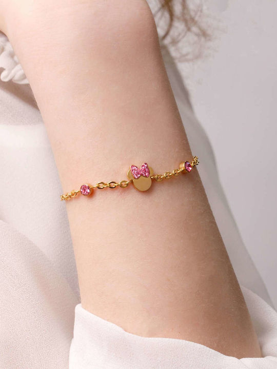 Disney Women's Gold Plated Steel Bracelet with Zircon
