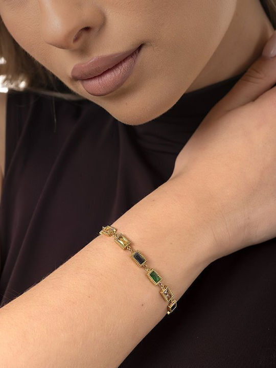 Oxzen Gold Plated Steel Bracelet with Zircon