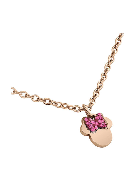 Disney Necklace in Pink Gold Plated Steel with Zircon