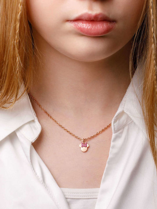 Disney Necklace in Pink Gold Plated Steel with Zircon