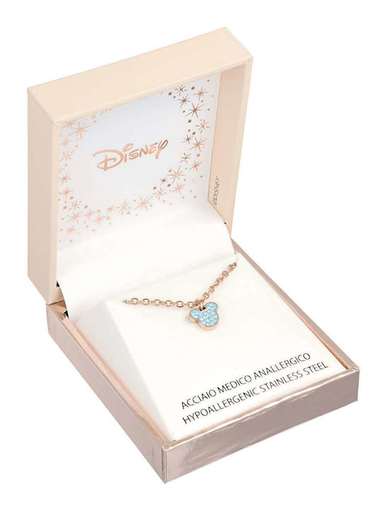 Disney Necklace Made of Pink Gold Plated Steel with Zircon