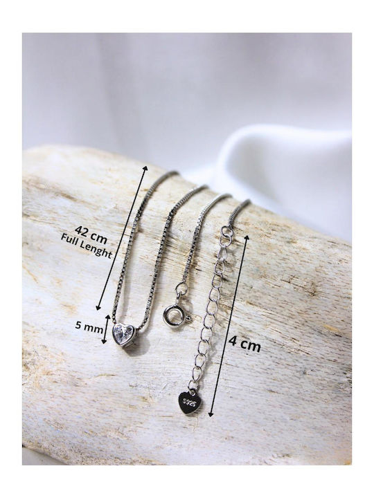 Necklace With Heart Design In Silver