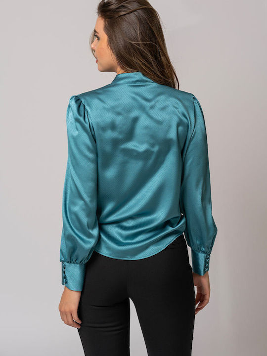 Tiffany Bluza Damă Mânecă Lungă Turcoaz