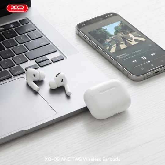 XO X8 In-ear Bluetooth Handsfree Ακουστικά με Αντοχή στον Ιδρώτα και Θήκη Φόρτισης Λευκά