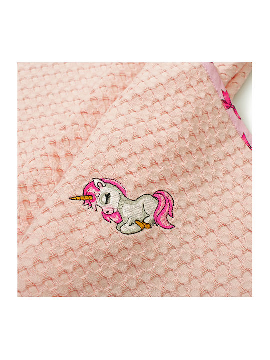 Dimcol Nursery Swaddling Blanket Unicorn Waffle Pink 80x110cm