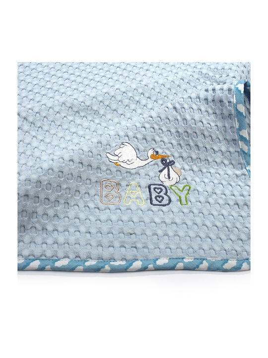 Dimcol Nursery Swaddling Blanket Stork Waffle Light Blue 80x110cm