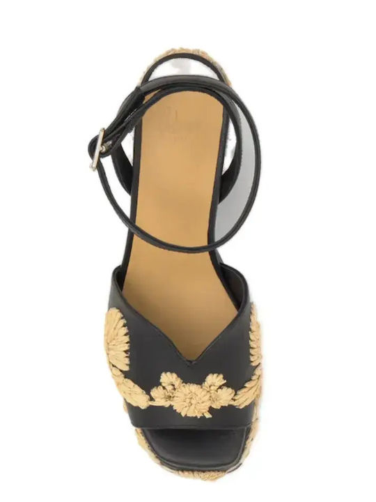 Damen Sandalen Schwarz Leder