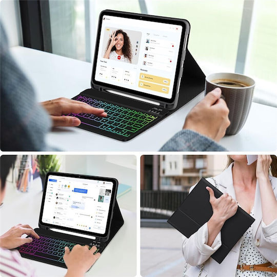 Bluetooth Keyboard Case RGB Backlight Air 11 2024 2025 iPad Air 10.9 2020-2022 Black