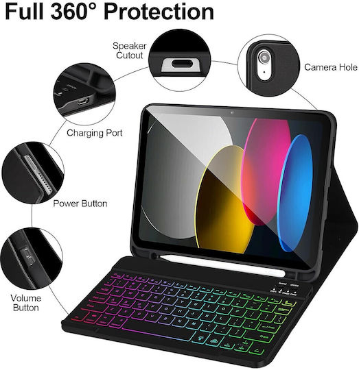 Bluetooth Keyboard Case RGB Backlight Air 11 2024 2025 iPad Air 10.9 2020-2022 Black