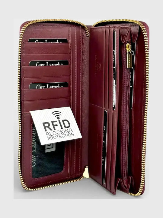 Large Leather Women's Wallet with RFID Burgundy