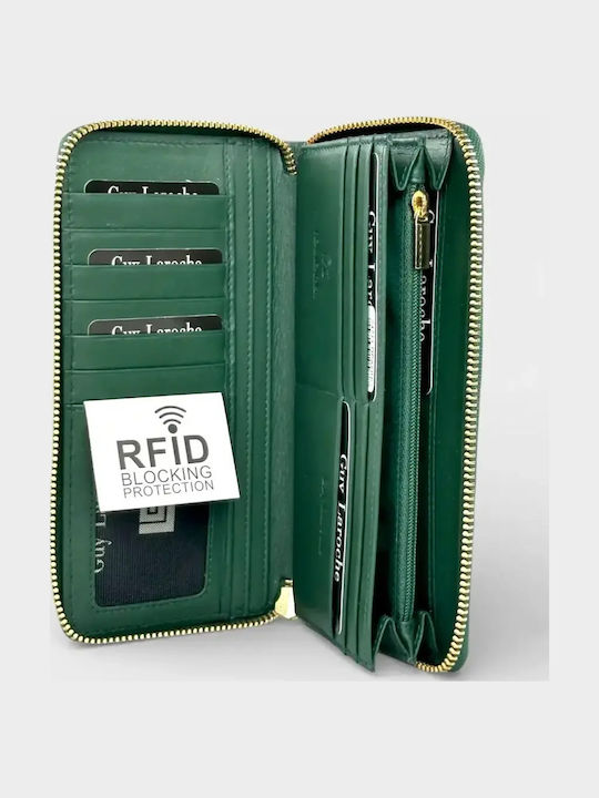 Large Leather Women's Wallet with RFID Green