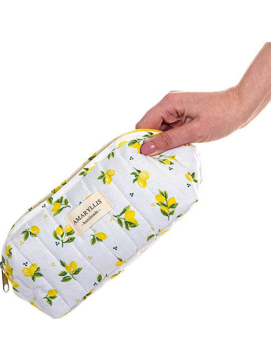 Handmade Cotton Toiletry Bag Pencil Case Lemons Amaryllis Slippers Greek Made