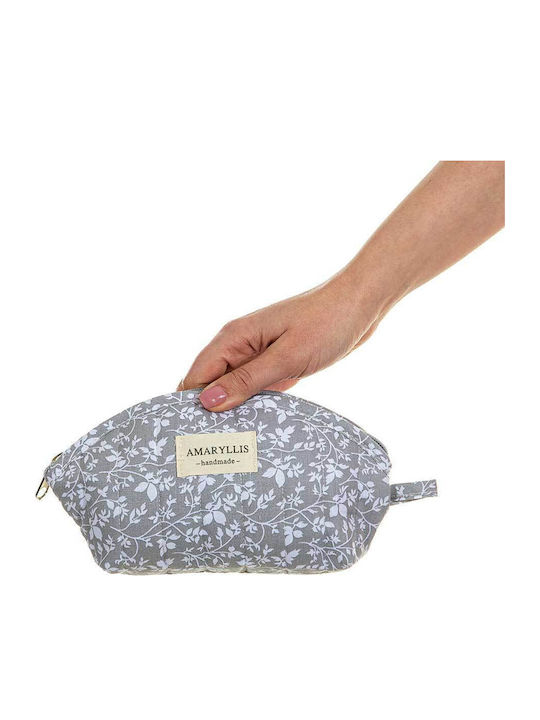 Handmade Cotton Toiletry Bag Wallet Gray Flower Amaryllis Slippers Greek Made
