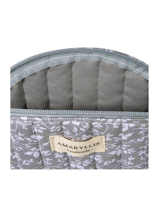 Handmade Cotton Toiletry Bag Wallet Gray Flower Amaryllis Slippers Greek Made