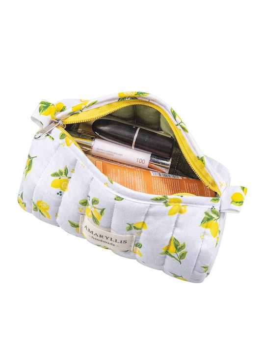 Handmade Cotton Toiletry Bag Small Chest Lemons Amaryllis Slippers Greek Made