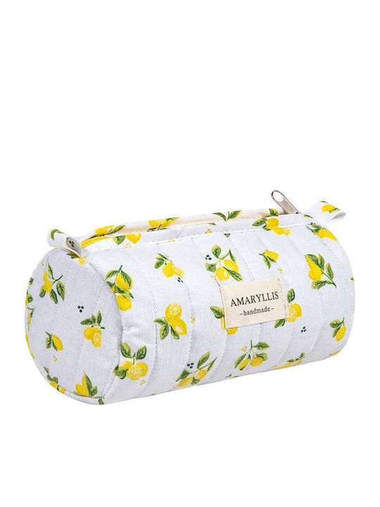 Handmade Cotton Toiletry Bag Small Chest Lemons Amaryllis Slippers Greek Made
