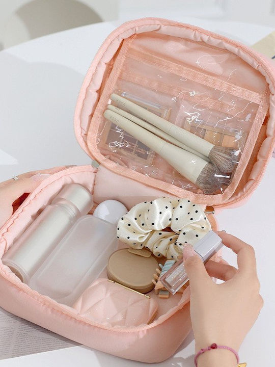 Waterproof Makeup Bag Handle – Pink Cosmetic Toiletry Bag