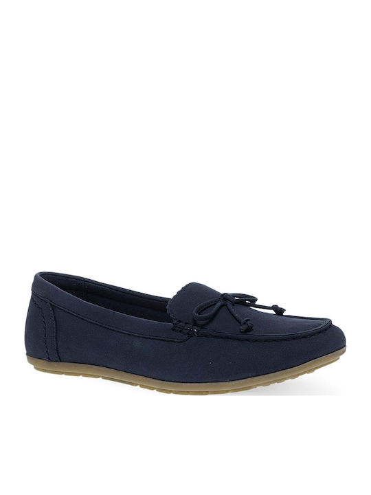 Leather Women's Loafers in Blue Colour