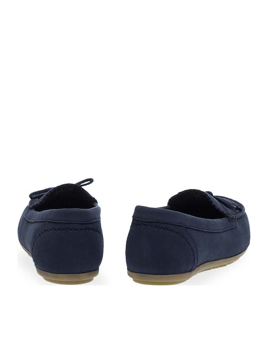Leather Women's Loafers in Blue Colour